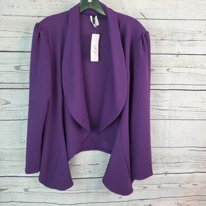 Moa Open Front Blazer Jacket Purple Stretch